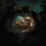 **make a detailed full body renaissance painting of the full body a middle eastern baby baby jesus sleeping in mid-distance in outerspace, with a ring nebula as his cradle. it's important to see the texture in the painting. the baby has brown skin, green eyes and has a keffiyeh around his neck. we can see the full body of the baby. shot with 24mm wide-angle lens** - Image #3 <@1004567301909118977>