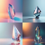 **clean geometric crystal object, symbolizing digital currency, minimal 3D shape with soft gradients, subtle metallic and glass surfaces, centered composition, fintech metaphor, high-contrast light, no interface elements, 16:9, 4k --ar 16:9 --v 6.0 --raw** - <@1321055388543483937> (fast)