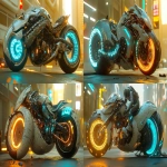 **a 4k rendering of high tech cyberpunk motorcycle with a lunar snake theme. hyabusa akira anime in real life photograph taken in midday sun hdr --ar 16:9 --profile cj2z19k --v 6.1** - Variations (Strong) by <@268531636767948802> (fast)