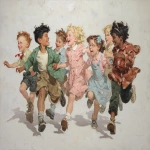 **Group of multi-racial happy children, 🌈 🐲 🚨, in the style of Norman Rockwell --ar 4:3 --v 7.0** - Image #2 <@1071437900610293863>