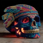 **patchwork beads telomere skull glowing LED Native American --s 250 --v 7.0 --ar 3:4** - Image #3 <@974789918188535848>