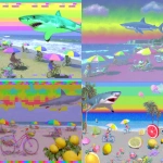 **lunar lemons on the beach, umbrellas riding their bike under jellyfish in blue dresses with yellow sunshades, a giant shark above them. The background is yellow sky with orange clouds. This artwork was created using oil painting techniques, with bright colors, clear details, and strong contrast between light and dark --v 7.0 --p uktsbu8 yfq4std --exp 75 --s 301 --ar 4:5** - <@820503377821564929> (relaxed)
-# Create, explore, and organize on [midjourney.com](<https://midjourney.com/imagine?from_discord=1>)