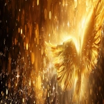**Divine golden light rays descending from heaven onto floating elemental symbols (fire flame, water droplet, air swirl, earth crystal), angelic wings in background, warm amber and gold color palette, hyper-realistic spiritual energy, cinematic photography --ar 4:1 --v 6.0** - Image #3 <@900787127892180992>