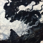 **fumarole eerie painting with a color scheme of monochromatic black and white with a pop of Color. The painting uses cross-hatching and palette knife techniques, inspired by analog horror, grunge Polaroids, ukiyo-e and retro Japanese horror. The mood is mysterious and unsettling --niji 6** - Image #2 <@948741381743083580>