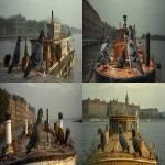 **<https://s.mj.run/poCEFseXAYc> <https://s.mj.run/CqLbBaEL5P0> <https://s.mj.run/9sR0LHOX05Y> <https://s.mj.run/Ez3Eg19PuIU> A hyperealistic photo, of a modern barge party, it is in a European city river. River is small. Barge is new, with metal turrets paibnted in white. Old town baroque buidings in the background. On a barge are three animals: a pigeon, a squirrel and a dark brown cat. They have wine bottle opened and a glass. All of them hyperealistic, in a nostalgic calm feel, it is a summer evening. Film grain. --ar 19:8** - <@1118060721645821952> (fast)