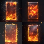 **A vertical glass trading card, a flat piece of transparent glass glowing from within, as if flames and burning embers are trapped inside. The fiery orange and red glow dances through the glass, with sparks and glowing ash suspended like they are frozen in time. Ultra-realistic, crisp detail, cinematic lighting, prismatic reflections across the glass edges, dramatic and intense, perfect for a trading card design. --ar 27:29 --quality 2 --v 6.1** - <@1007029574430892245> (fast, stealth)
-# Create, explore, and organize on [midjourney.com](<https://midjourney.com/imagine?from_discord=1>)