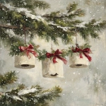 **oil painting, toilet paper rolls hanging from evergreen branches with red and green bows, snow falling in the background, vintage style, rustic farmhouse aesthetic, christmas-themed, soft lighting, neutral tones of beige, cream, and brown. --ar 67:89** - Image #3 <@755829658108297216>