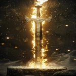 **Andúril, legendary sword reforged from the shards of Narsil, blade shining with radiant silver light, ancient elven runes glowing along the steel, standing upright on a stone pedestal, surrounded by white flames and a golden aura, symbol of kingship and hope, epic fantasy artwork, ultra realistic, highly detailed, cinematic atmosphere, 8k --ar 9:16 --v 6.0** - Image #2 <@834125706757013534>