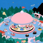 **Riding the teacup ride at a fun fair. Isometric illustration --ar 5:6 --sref 3856636652 1038276087 --p rz3rm7s --w 25 --v 7.0** - Image #3 <@1209615304372658177>