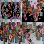**<https://s.mj.run/PGwzSvXUzig> square-shaped patterns, some of which are mixed with small and large flowers, some with dark colors, some with light colors, some with empty light areas, abstract designs, --ar 128:85** - <@1123092135621697629> (fast)