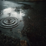 **A cinematic, ultra-realistic close-up of raindrops falling into a shallow puddle on a rough concrete road. Multiple concentric ripples spread across the water surface, overlapping naturally. The ground texture is wet, gritty, and uneven, with subtle reflections of the cloudy sky visible in the puddle. Soft diffused natural light, overcast monsoon atmosphere, muted grey and earthy tones. High detail water physics, realistic ripple patterns, shallow depth of field, photorealistic textures, calm yet moody pre-monsoon feel, 4K ultra-realistic quality. --ar 3:2 --v 7.0** - Upscaled by <@1310497705784643657> (fast)