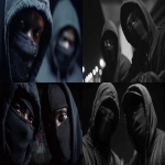 **2 St. Louis Based black Rappers, wearing all black, black masks and hoods, gloves, up close and personal 8k professional photography shoot for an album cover, low light night time dynamic and cinematic --ar 16:9 --v 7.0 --raw** - <@1060379121521279086> (fast)