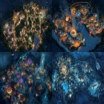 **a theme park concept map, at night, drone perspective --ar 16:9** - <@900813711206391889> (fast)