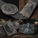**create an image of Old-look metal Wizard dnd character & dnd icons on a metal belt or strap, in 3D style - have some dnd style border, lines, signs - all comet designs --v 7.0** - <@1054926864520581210> (fast)
