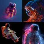 **hyper realistic astronaut in space with glowing vivid color** - <@1255873446521344001> (fast)