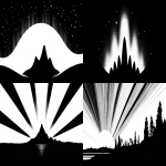 **simple, flat vector logo black on white silhouette representation of the Auroras, simple and minimalistic --ar 2:1 --v 7.0** - <@696956474584334417> (fast)