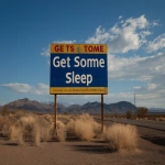 **A Sign Decorated in Fluvioglacial-Outwash-Plaines reveals the Mysterious Letter "Get Some Sleep" "Get Some Sleep" for those who should already be asleep, but instead are looking at this sign --ar 3:2 --v 7.0** - Upscaled by <@426654487248109579> (relaxed)