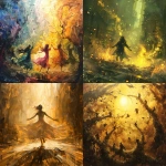 **The wild, cheerful little goblins dance in a circle in the light-flooded forest.:: ghostly, cheerfull, fairy tale, divine light:: monochrome, burnt sienna, dynamic movement --v 6.0 --s 250** - <@1089203343378878556> (fast)
-# Create, explore, and organize on [midjourney.com](<https://midjourney.com/imagine?from_discord=1>)