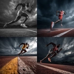 **school athlete running on track, dramatic angle** - <@1080232511734554834> (fast)