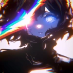 **a glitched anime character in the style of old vhs footage, glitch geomagnetic storm art and distortion. the subject is a close up portrait of an android girl with short hair wearing black . she has large glowing eyes and her head tilted back to reveal long flowing brown hair. in front of them there's a bright white light shining down on their face. her have been glitch textured and deformed, giving it an eerie yet surreal look. it looks like she’s from another dimension. there should be subtle rainbow static and artifacts. --ar 53:64 --niji 6 --sref <https://s.mj.run/STyf4U9JRKg>** - Image #4 <@525338584538939402>