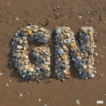 **"GN" made out of seashells on a beach** - Image #1 <@967989259942391819>