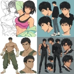 **Original anime character, fully colored in vivid anime palette, hand-drawn anime style, thick bold outlines, clean cel-shading, visible sketch lines for clarity, crosshatching on fabric folds and anatomy beneath clothing. Clear line art showing every feature without clutter, balanced composition emphasizing face and body. Multiple perspective options: (frontal heroic close-up of face and torso squared to the viewer) OR (three-quarter dynamic angle showing jawline depth, clothing folds, and stance) OR (low-angle upward shot emphasizing size and power) OR (high-angle downward shot showcasing form and clothing detail) OR (side profile close-up with sharp silhouette, flowing clothing, and defined expression). Ultra-detailed full-color anime artwork, uncluttered background, composition focused entirely on the character’s clothing, form, and presence. --niji 6 --raw** - <@266429059049848832> (fast)