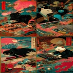 **yokai cat in space with synthesizers. Mystical winds qi powerful. Japanese art 16th century. Wide shot --ar 131:284 --p epw5n15 --v 7.0 --c 15** - Remix (Strong) by <@692320895171166238> (turbo)
-# Create, explore, and organize on [midjourney.com](<https://midjourney.com/imagine?from_discord=1>)