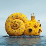 **a yellow navy ammonite amanita submarine down the sea --v 7.0 --raw** - Image #4 <@1071135204846096475>
