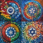 **A combined flag of all the nations of the world together. expressing love and brotherhood among all peoples. The Israeli flag is at the center of the world's dog and the main place for the inspiration of justice and peace. The new true justice. world peace manifold mosaic murmuration** - <@1065638747988836454> (fast, stealth)