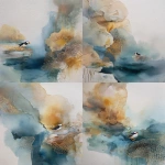 **<https://s.mj.run/SO2OO_Ztovg> <https://s.mj.run/ThhVcuKfLjY> layered abstract background on raw canvas, neutral colours, realistic puffin near misty cliff --ar 3:4** - Remix (Strong) by <@1174607986799423548> (fast)
