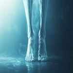 **Close-up of human legs with pale skin tone, slightly bluish and cold appearance, subtle surface patterns, feeling of sluggish flow, cinematic lighting, realistic medical illustration style --v 6.1 --ar 16:9** - Image #1 <@1354359478610428054>