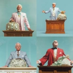 **a wealthy televangelist with an overflowing bag of money next to him on the pulpit, medium shot, against a light blue background, photorealistic --v 7.0** - <@809605622495445044> (fast)
-# Create, explore, and organize on [midjourney.com](<https://midjourney.com/imagine?from_discord=1>)