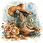 **22w litlle girl cowboy hat and boots with flowers waterpaint in a white background --stylize 250 --v 6.0** - Image #1 <@1135636698060038216>