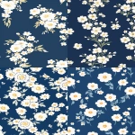 **a seamless pattern of white floral designs on a blue background, with a vintage feel inspired by the aesthetics and techniques of mid-20th-century textile printing, suitable for interior wallpaper or fabric design. the flowers should be stylized and delicate in pastel shades against a deep sky-blue backdrop, creating an elegant and timeless look that would fit well into various home interiors. a seamless pattern of white floral designs on a blue background, with a vintage feel inspired by the aesthetics and techniques of mid-20th-century textile printing, suitable for interior wallpaper or fabric design. the flowers should be stylized and delicate in pastel shades against a deep sky-blue backdrop, creating an elegant and timeless look that would fit well into various home interiors. --no 3d, photo, shadow --ar 2:3 --v 5.2** - <@1252239472981049410> (fast)