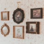 **several mahogany frames of goth aesthetic images hanging on a wallpapered wall, dark academia aesthetic, cottagecore --ar 9:16 --s 750 --p hq1xebf** - Image #4 <@1007106543935823902>