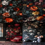 **gothic-inspired dark floral wallpaper, with moody, dark tones and muted colors, featuring detailed botanical illustrations. --ar 4:7 --v 6.0 --s 250** - <@756269320539209761> (fast)