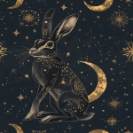 **moonlit jackrabbit, crescent moon and stars motifs, mystical boho, navy and gold accents, clean background, subtle grain --ar 4:5 --v 6.0 --no text --raw** - Upscaled (Subtle) by <@1150647384779530290> (relaxed)
