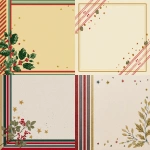 **simple, graphic design: light gold-color background , color blocked, candy cane border with imagery of stars and Holly** - <@1074888048279552010> (fast)