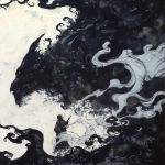 **fumarole eerie painting with a color scheme of monochromatic black and white with a pop of Color. The painting uses cross-hatching and palette knife techniques, inspired by analog horror, grunge Polaroids, ukiyo-e and retro Japanese horror. The mood is mysterious and unsettling --niji 6** - Image #1 <@948741381743083580>