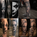 **to create a haunted liminal leg sleeve tattoo based on Chicano woman faces where they were a clown make up as they usually do and make the leg tattoo black and gray please** - <@1241561862743654493> (fast)
-# Create, explore, and organize on [midjourney.com](<https://midjourney.com/imagine?from_discord=1>)