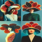 **a regal lady in an elegant vintage dress from the 18th century, her wide hat shaped like a giant rafflesia flower, richly detailed petals, deep red tones with white speckles, dramatic and graceful, soft natural lighting, full body portrait, baroque elegance, forest background, fantasy style --ar 3:4 --exp 20 --profile 2qu8a3j xcwrvn9 mkisior --stylize 700 --v 7.0** - <@648476295688355841> (relaxed)