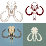 **anatomically inspired mammoth skull logo, simplified but realistic skull dome, teardrop eye sockets, inverted U-shaped nasal opening, natural history museum style, elegant, precise, symmetrical, bold tusks preserved, clean vector outline, minimal, no shading, no gradients --ar 1:1 --raw** - <@1207751323517329420> (fast)
-# Create, explore, and organize on [midjourney.com](<https://midjourney.com/imagine?from_discord=1>)