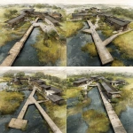 **Campus design from drone perspective of a technical high school along a marsh with boardwalks which access viewing platforms. Design the buildings in the style of lake flato architects** - Variations (Strong) by <@1182158818818400348> (fast)