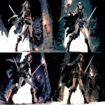 **<https://s.mj.run/o0tkDRJtVA4> colourful graphic novel style, soft layered shading, tenebrous tones, a female D&D adventurer wearing short black leather, cape, high boots, sword, confronting a demon in a dungeon, flickering torchlight, dark stone walls, cinematic, strong visual flow --iw 0.75 --ar 7:5 --stylize 500 --niji 7** - <@1086927454209314856> (relaxed)
