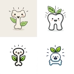 **A cute, simple flat vector illustration of a smiling cartoon bone with a happy face and blushing cheeks. The bone has clean, rounded lines and a pair of green leaves attached to it, symbolizing health and nature. Radiating lines around the bone emphasize its cheerful and energetic vibe. White background.** - <@1100010158496686091> (fast)