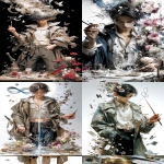 **hyper-realistic illustrations, The Magician tarot card. The image depicts a young man with a cloak and shirt holding a small stick with his right hand while his left hand pointing down, an infinity symbol above his head, he is standing behind a table, there are a coin, a wand a sword and a cup on the table, many flowers around him. --ar 7:12 --profile xklskav** - <@409716268476923920> (fast)
-# Create, explore, and organize on [midjourney.com](<https://midjourney.com/imagine?from_discord=1>)