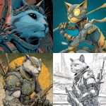 **scifi comic book style, futuristic cat warrior, scifi comic book style** - <@186377350642925568> (fast)