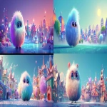 **<https://s.mj.run/r1k8q3TNSqk> <https://s.mj.run/FaAPSlDMhl8> Combine both uploaded images into one wide YouTube banner. Keep the magical cartoon city exactly as it is, without changing colors, shapes, or style. Place the fluffy round creature (Mimbu) from the second image into the scene naturally, keeping its original look, proportions, and textures unchanged. Blend the character smoothly into the environment as if standing in front of the city. Do NOT alter the city, do NOT alter the character. Only merge them into one coherent, bright, magical cartoon banner. No text. Wide composition suitable for a YouTube channel header. --ar 7:3 --v 6.0** - <@1088867720403107860> (fast)