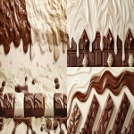 **Flat 2D packaging design, print-ready artwork, horizontal slim format (36 x 15 cm), no mockup, no 3D object, no perspective, viewed straight-on, like a real printed box cover design. Elegant cream background with rich milk chocolate and white chocolate drips flowing from the top edge, smooth and glossy, premium and appetizing, inspired by luxury chocolate packaging. Chocolate drizzles integrated into the design as graphic elements, clean and modern, not messy. Six CLOSED chocolate packages, fully wrapped, front-facing only, showing only the main label/carátula, no open bars, no broken chocolate, no fillings visible. Chocolates arranged in a dynamic horizontal composition, slightly angled and layered for movement, not perfectly straight, visually balanced, creating a subtle portal / stacked entrance effect, premium gift box aesthetic. Chocolates included (all sealed): - KitKat - Kinder Bueno - M&M’s - Hershey’s Cookies and Cream - Oreo - Cadbury Dairy Milk Clean graphic layout, high-resolution, smooth gradients, realistic packaging textures, luxury branding style, flat design suitable for printing, no shadows from studio sets, no mockup lighting, no background depth, no hands, no text, no extra objects. --ar 12:5 --v 6.0 --raw** - <@1230385507213639740> (fast)