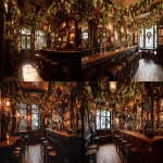 **traditional Irish pub decorated for Christmas, hyper-realistic warm interior, wooden bar, dark wood stools, shelves filled with bottles, classic Guinness taps, garlands of evergreen and holly, red and gold baubles hanging from the ceiling, dense twinkling fairy lights, cozy festive clutter, vintage signs, soft warm amber glow, textured wooden floor, frosted window with soft daylight, no people, inviting and atmospheric, extremely detailed, photo-realistic, cinematic lighting, symmetrical composition, static camera, perfect for seamless looping --ar 16:9 --no people --no motion --chaos 10 --raw** - <@1037124382050492508> (fast)
-# Create, explore, and organize on [midjourney.com](<https://midjourney.com/imagine?from_discord=1>)